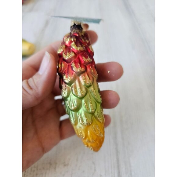 Old world OWC cone acorn Glass ornament gold rainbow Xmas tree - Picture 7 of 9